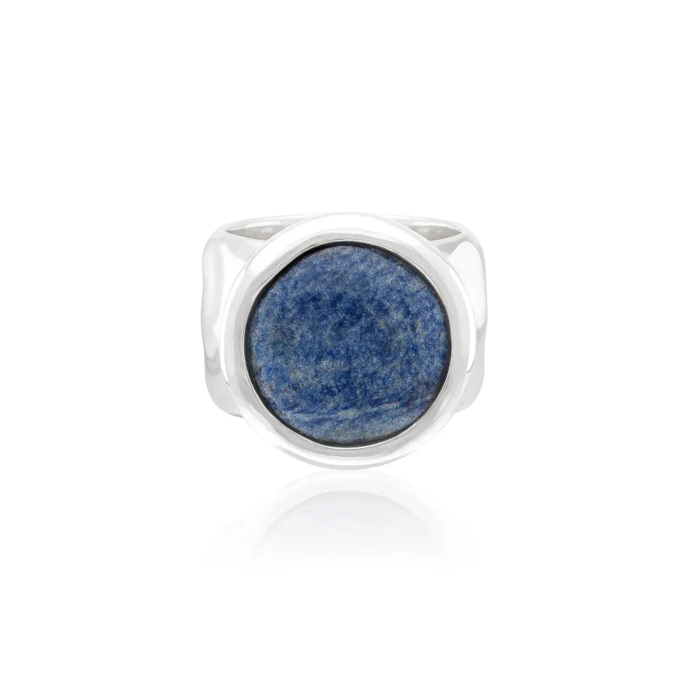 Anna Beck Large Wavy Dumortierite Signet Ring-Silver