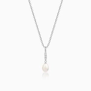 Anushka Sharma Silver Drop of Pearl Pendant with Link Chain