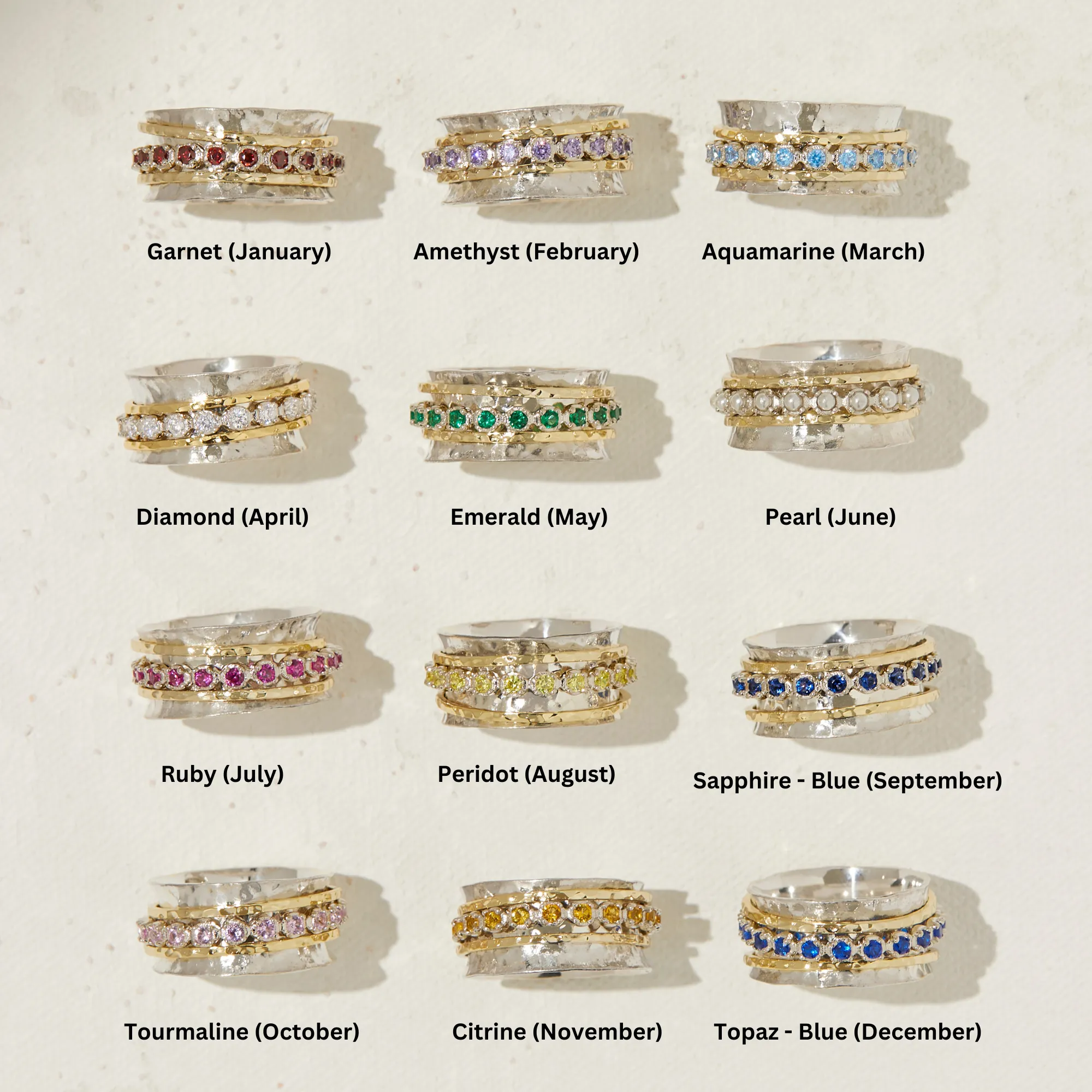 Aria Birthstone Spinner Ring  - August
