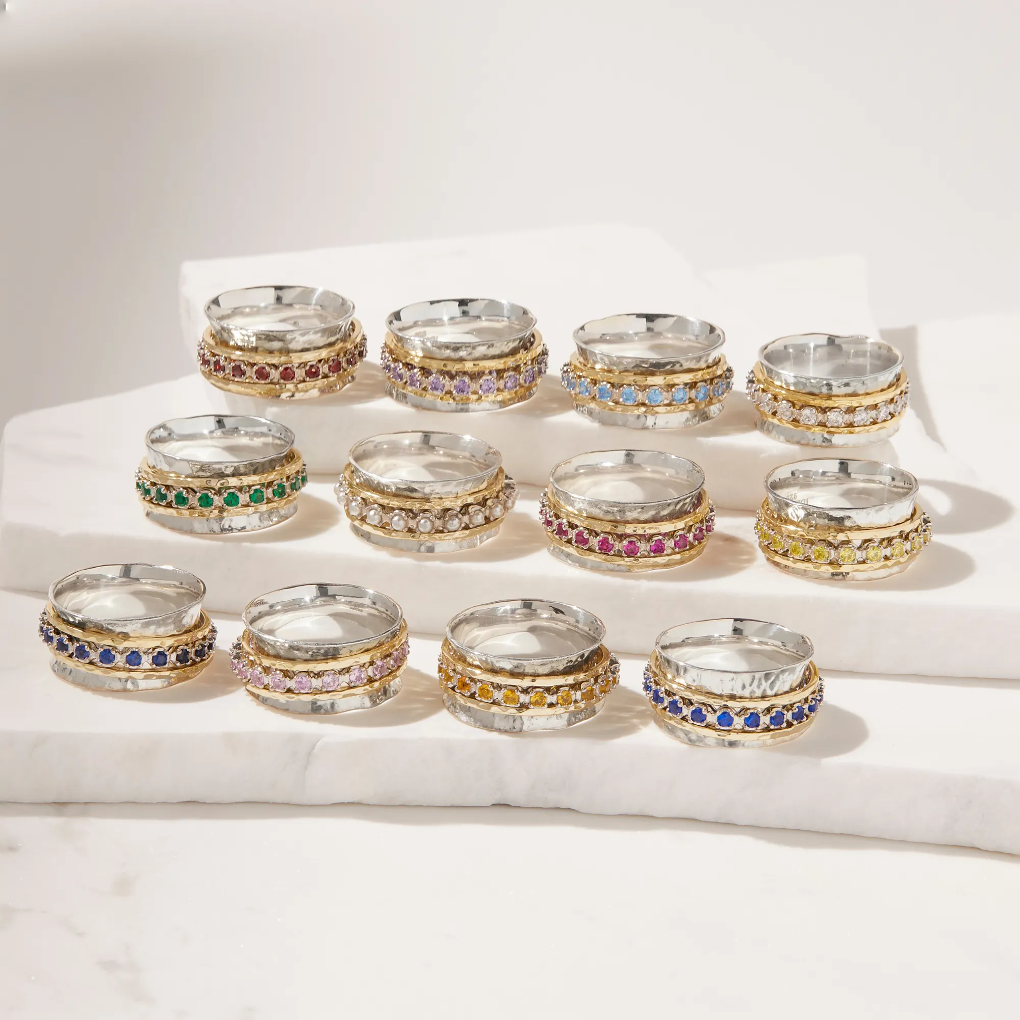 Aria Birthstone Spinner Ring  - August