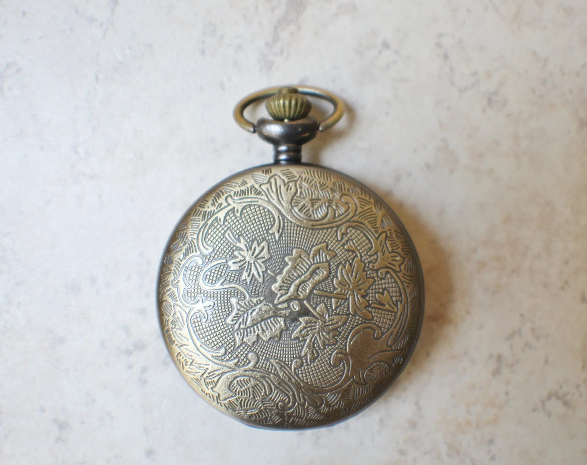 Armadillo pocket watch, mens pocket watch with armadillo mounted on front case
