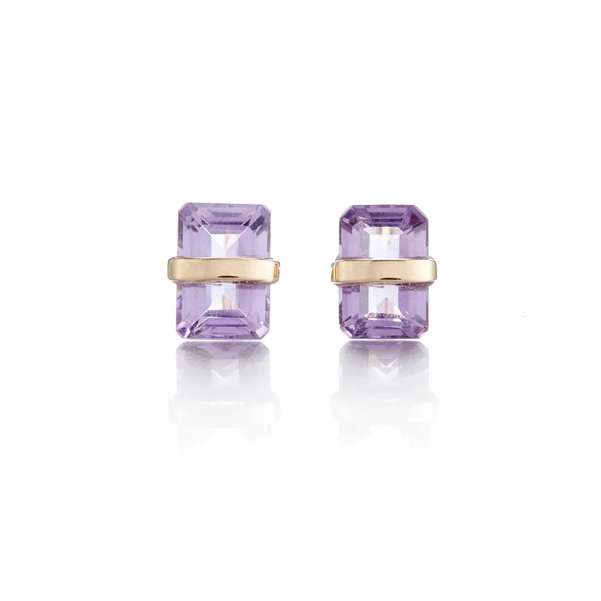 Bezel-Wrapped Amethyst Stud Earrings