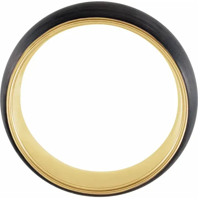 Black & 18K Rose Gold PVD Tungsten Band