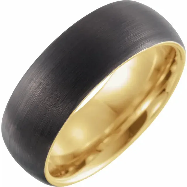 Black & 18K Rose Gold PVD Tungsten Band