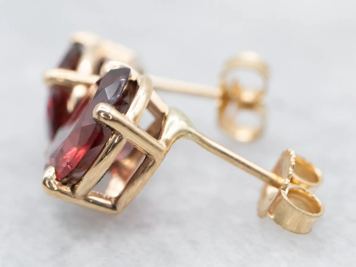 Bold Oval Garnet Stud Earrings