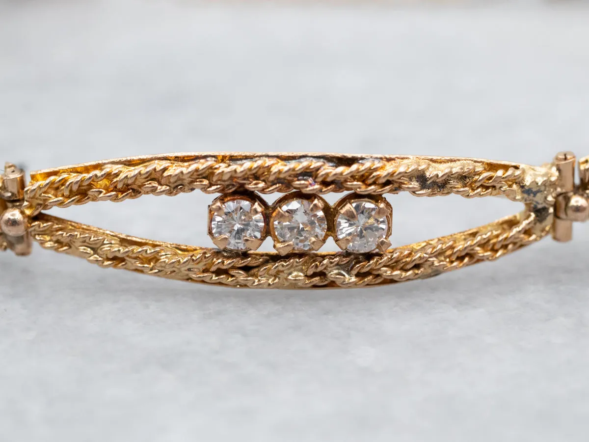Braided 18-Karat Gold Diamond Link Bracelet