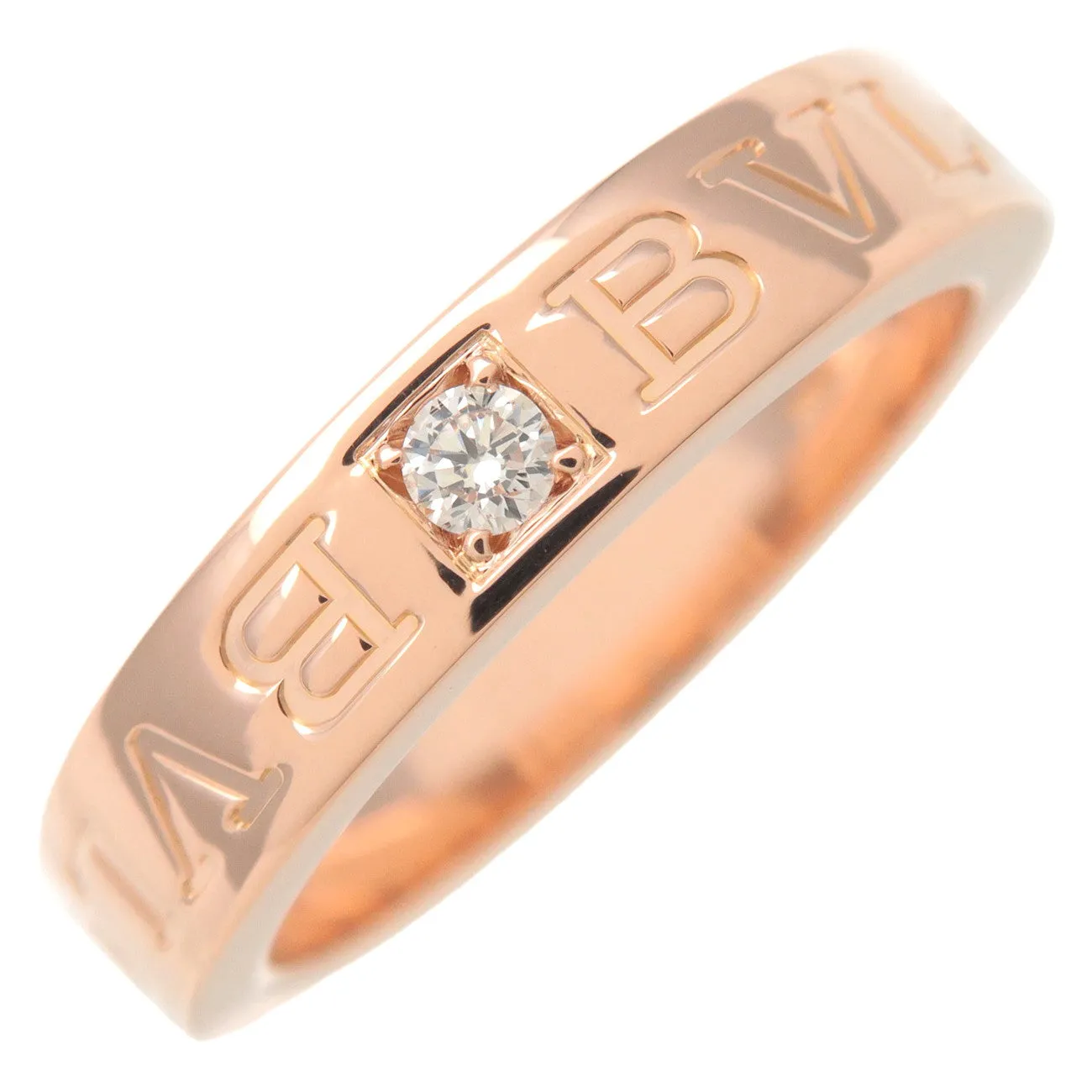 BVLGARI Double Logo 1P Diamond Ring 750PG Rose Gold US6 EU51.5 Used