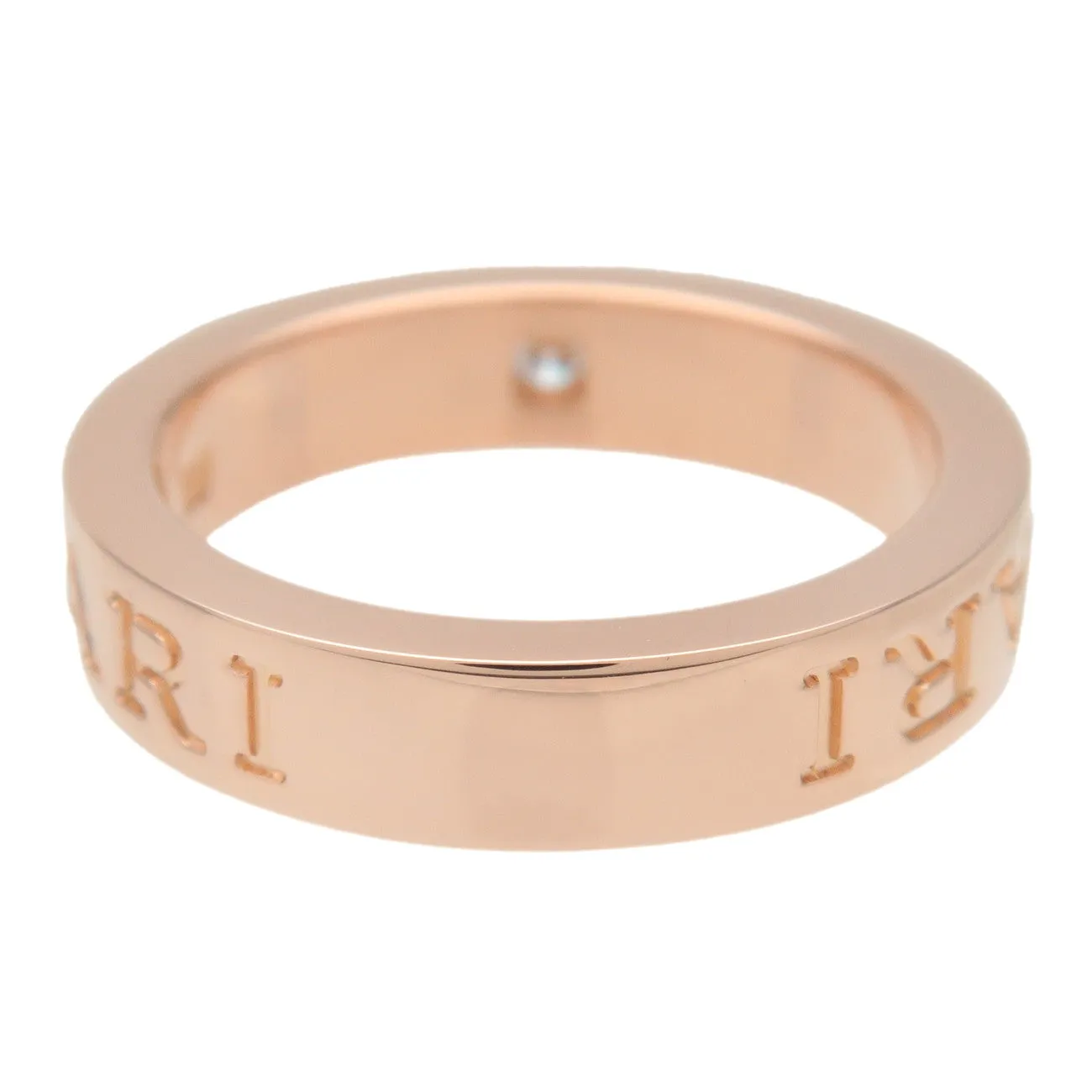 BVLGARI Double Logo 1P Diamond Ring K18 750PG Rose Gold US5 EU49 Used