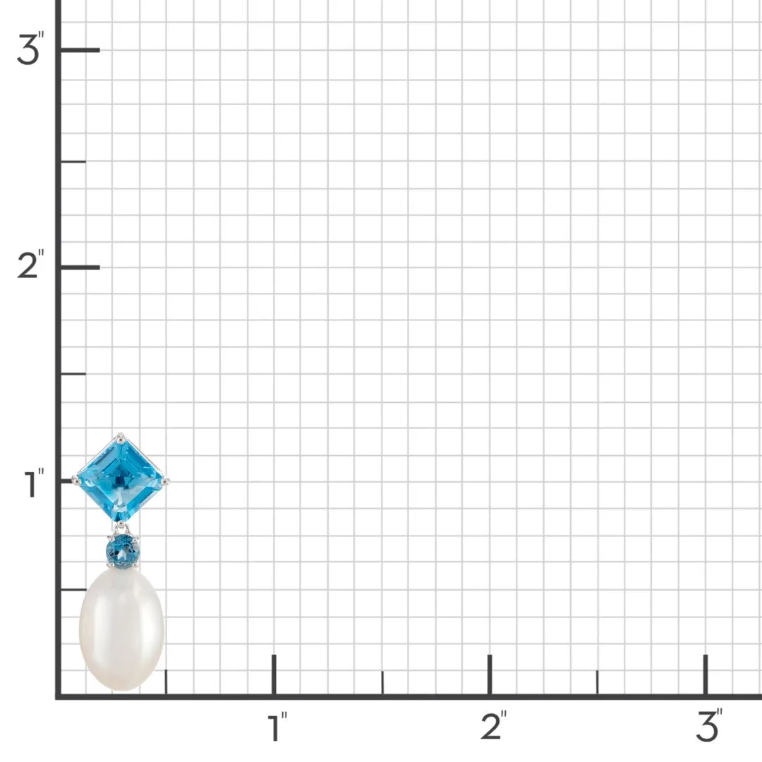Carmel Drop Earrings in Pearls & Blue Topaz