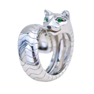 Cartier A Lakarda Panth??re 18K White Gold Tsavorite Onyx Ring Size 51