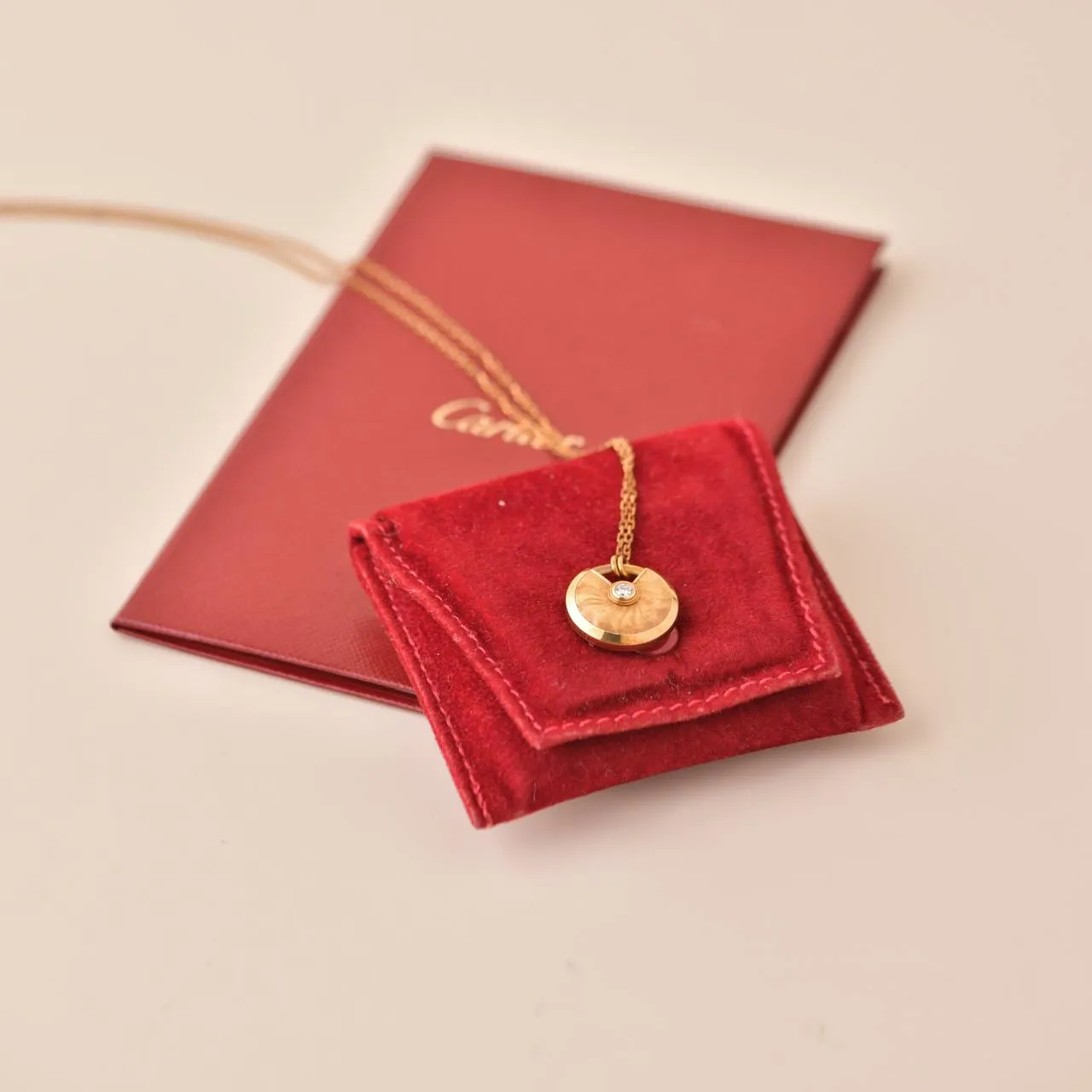 Cartier Amulette de Cartier Medium Diamond 18K Yellow Gold Necklace