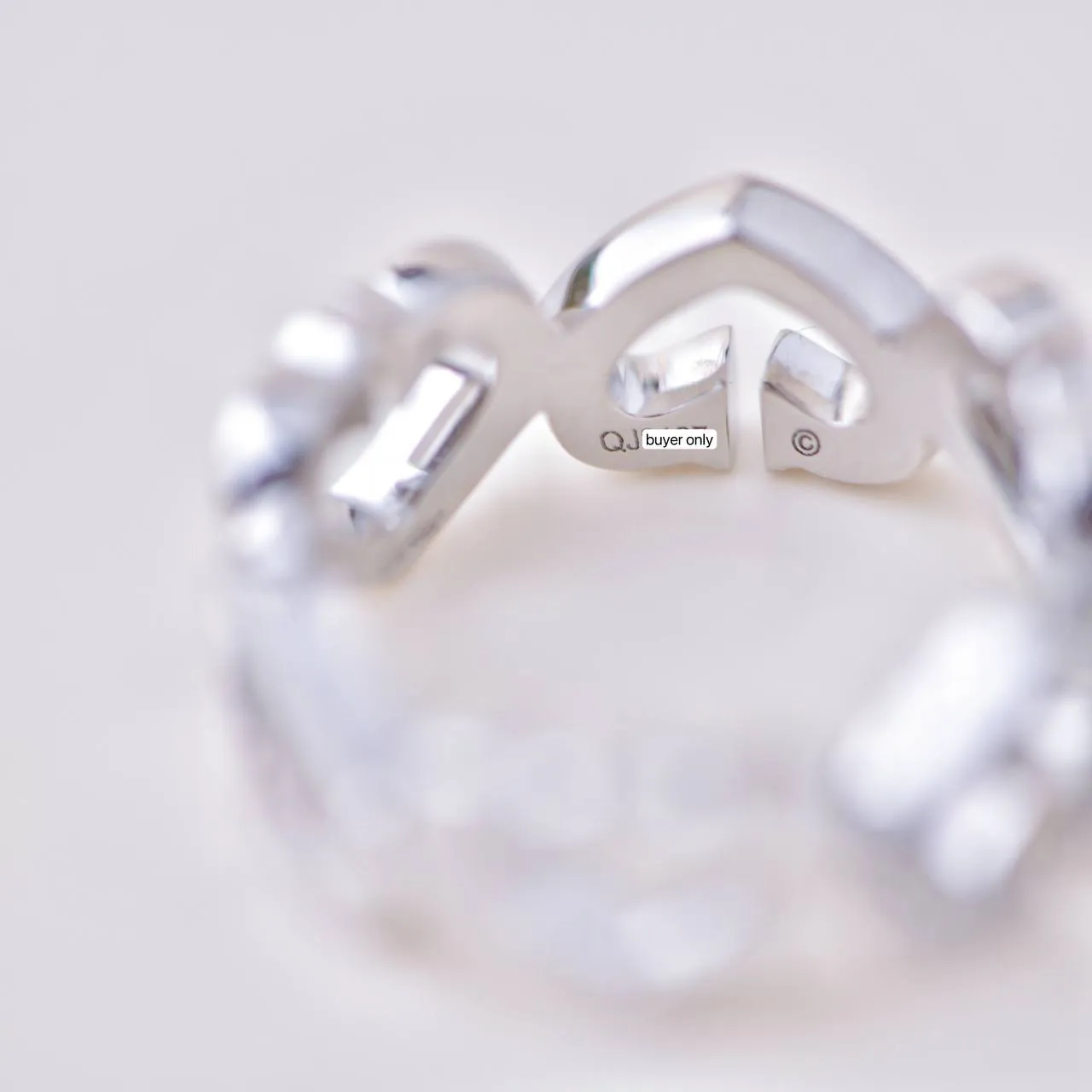 Cartier C Heart Diamond 18k White Gold Ring Size 50