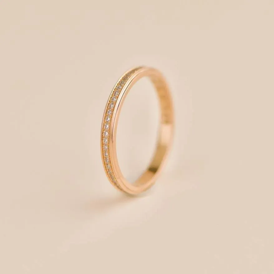 Cartier D'Amour 18k Rose Gold Diamond Wedding Ring Size 51