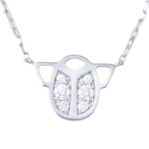 Cartier Diamond Scarab 18k White Gold Necklace