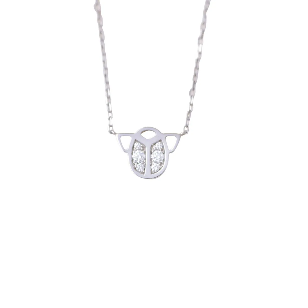 Cartier Diamond Scarab 18k White Gold Necklace