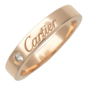 Cartier Engraved 1P Diamond Ring K18PG 750PG #47 US4-4.5 EU47 Used