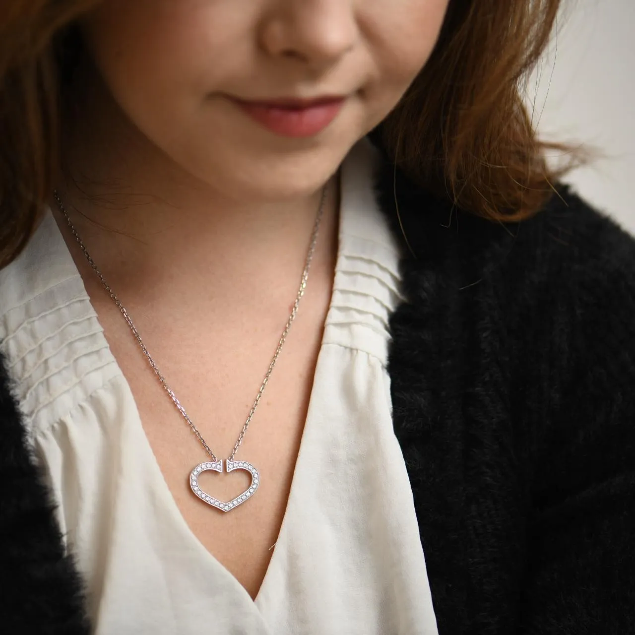 Cartier Hearts and Symbols Diamond 18K White Gold Necklace