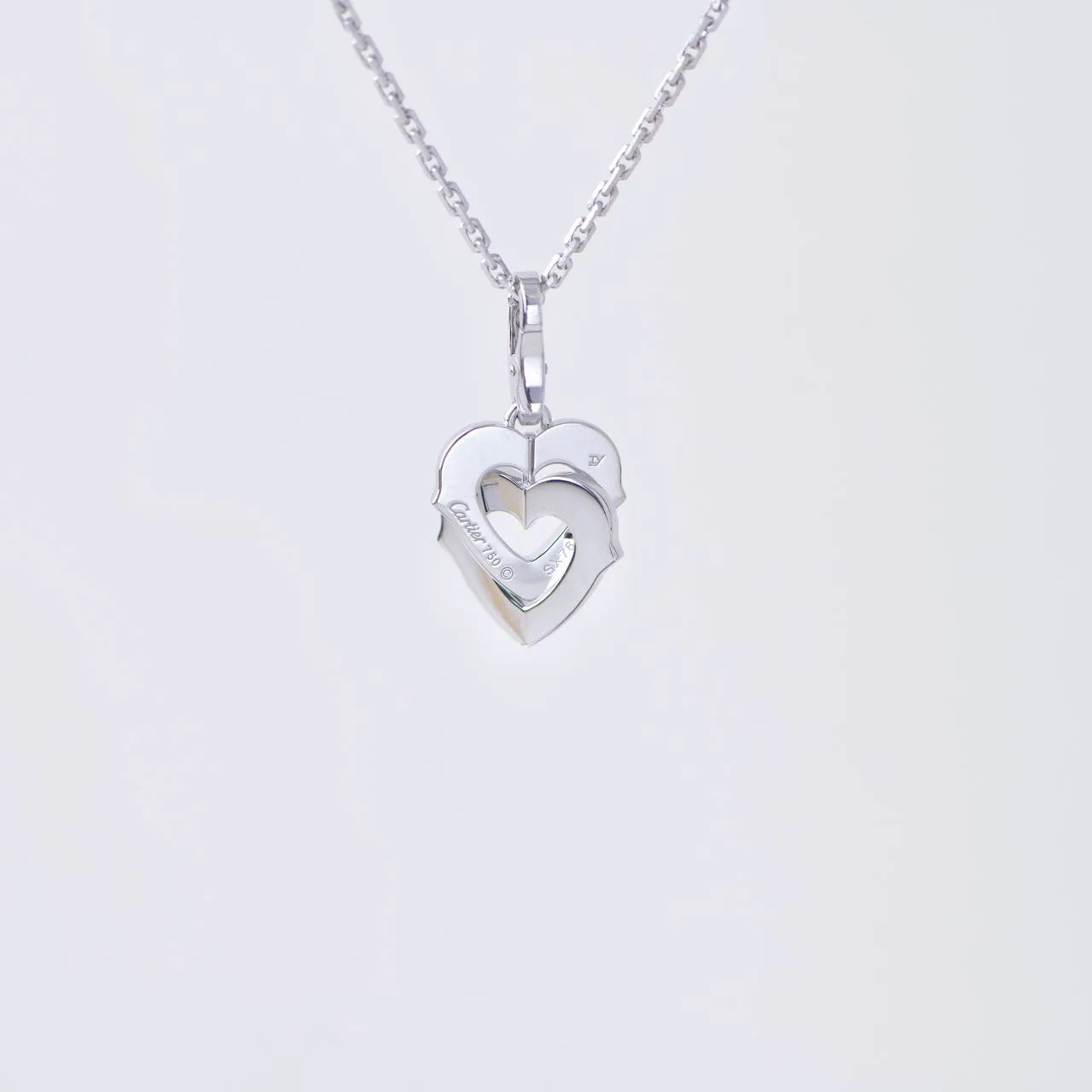 Cartier Hearts and Symbols Diamond Double Heart 18K White Gold Pendant Necklace