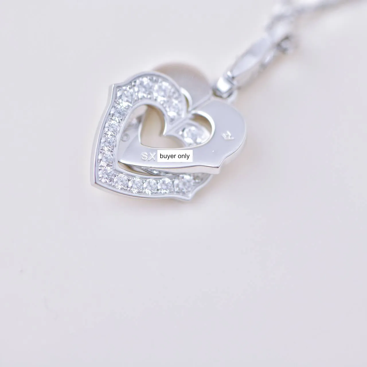Cartier Hearts and Symbols Diamond Double Heart 18K White Gold Pendant Necklace