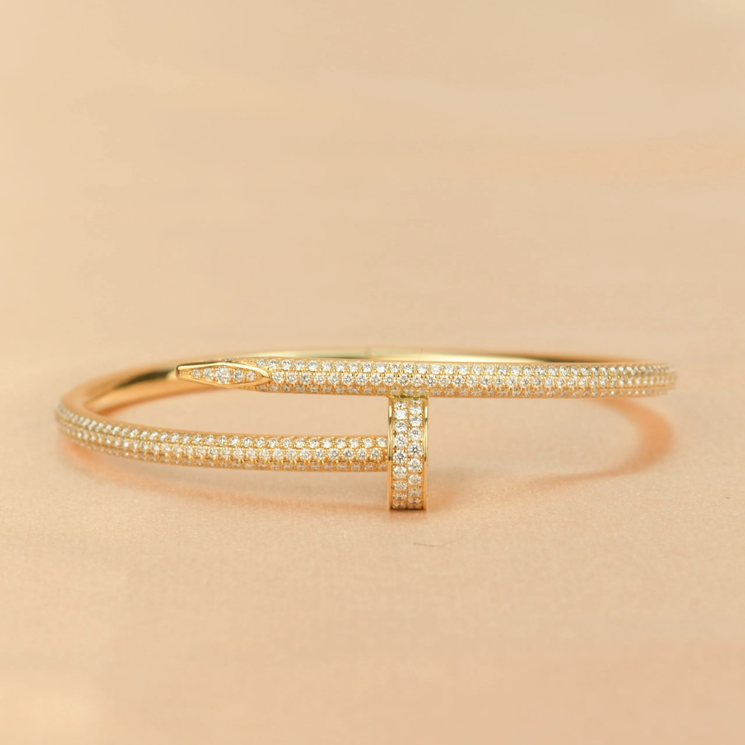 Cartier Juste Un Clou Pave Diamond 18k Yellow Gold Bracelet Size 16