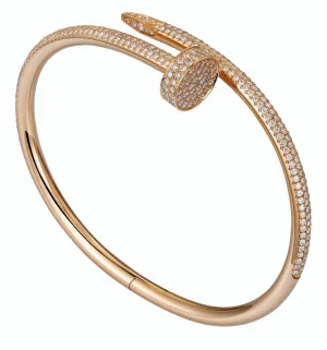 Cartier Juste Un Clou Pave Diamond 18k Yellow Gold Bracelet Size 16