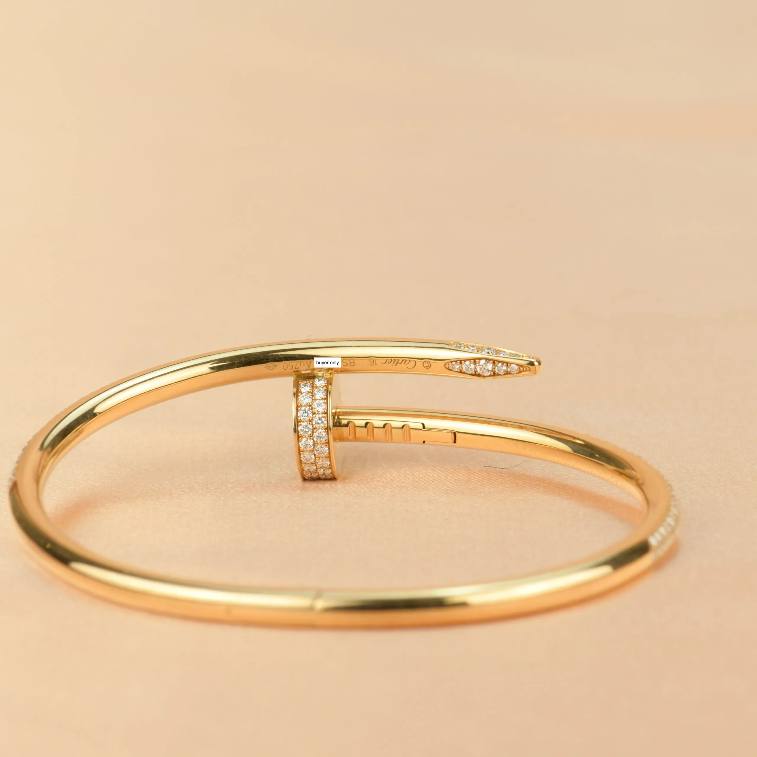 Cartier Juste Un Clou Pave Diamond 18k Yellow Gold Bracelet Size 16