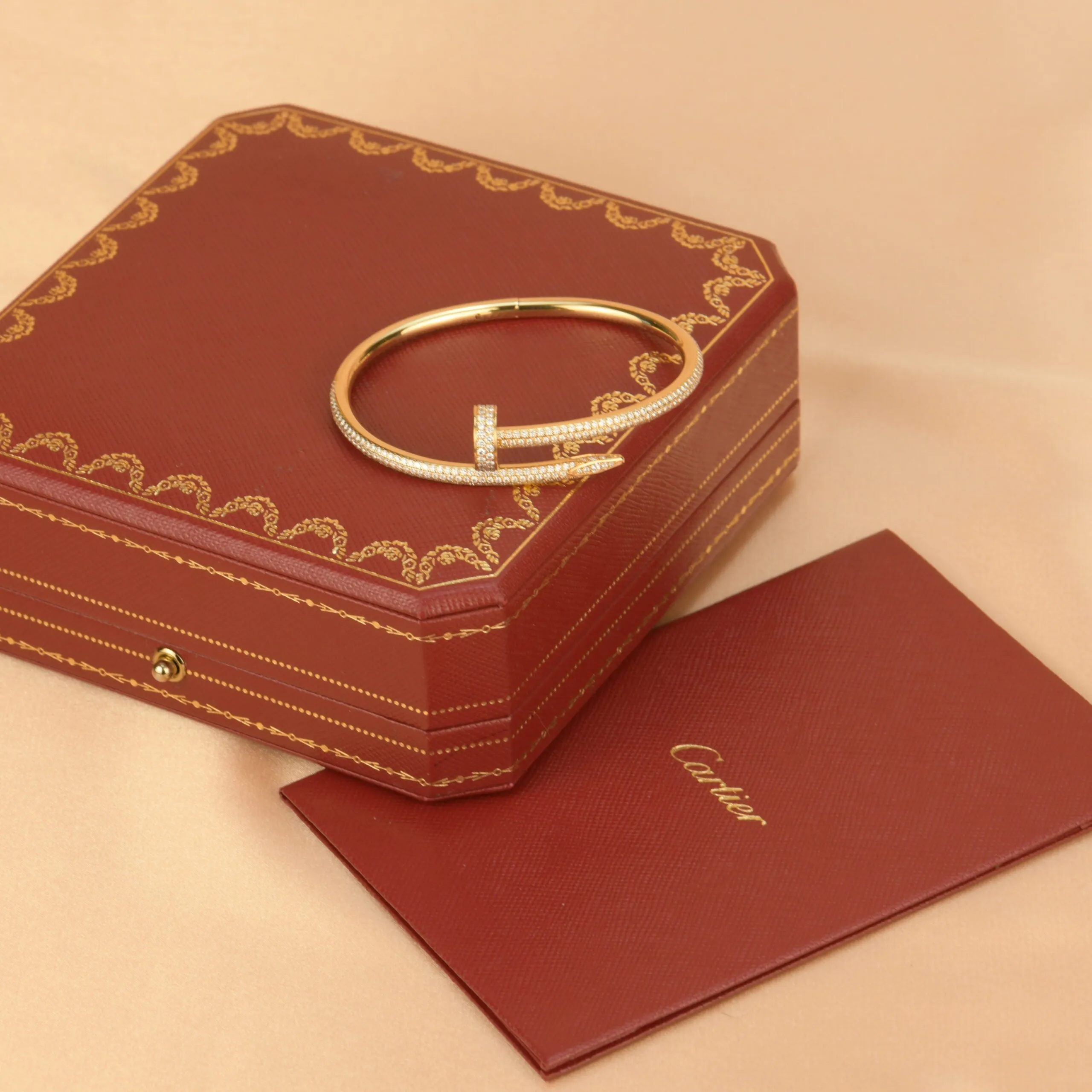 Cartier Juste Un Clou Pave Diamond 18k Yellow Gold Bracelet Size 16
