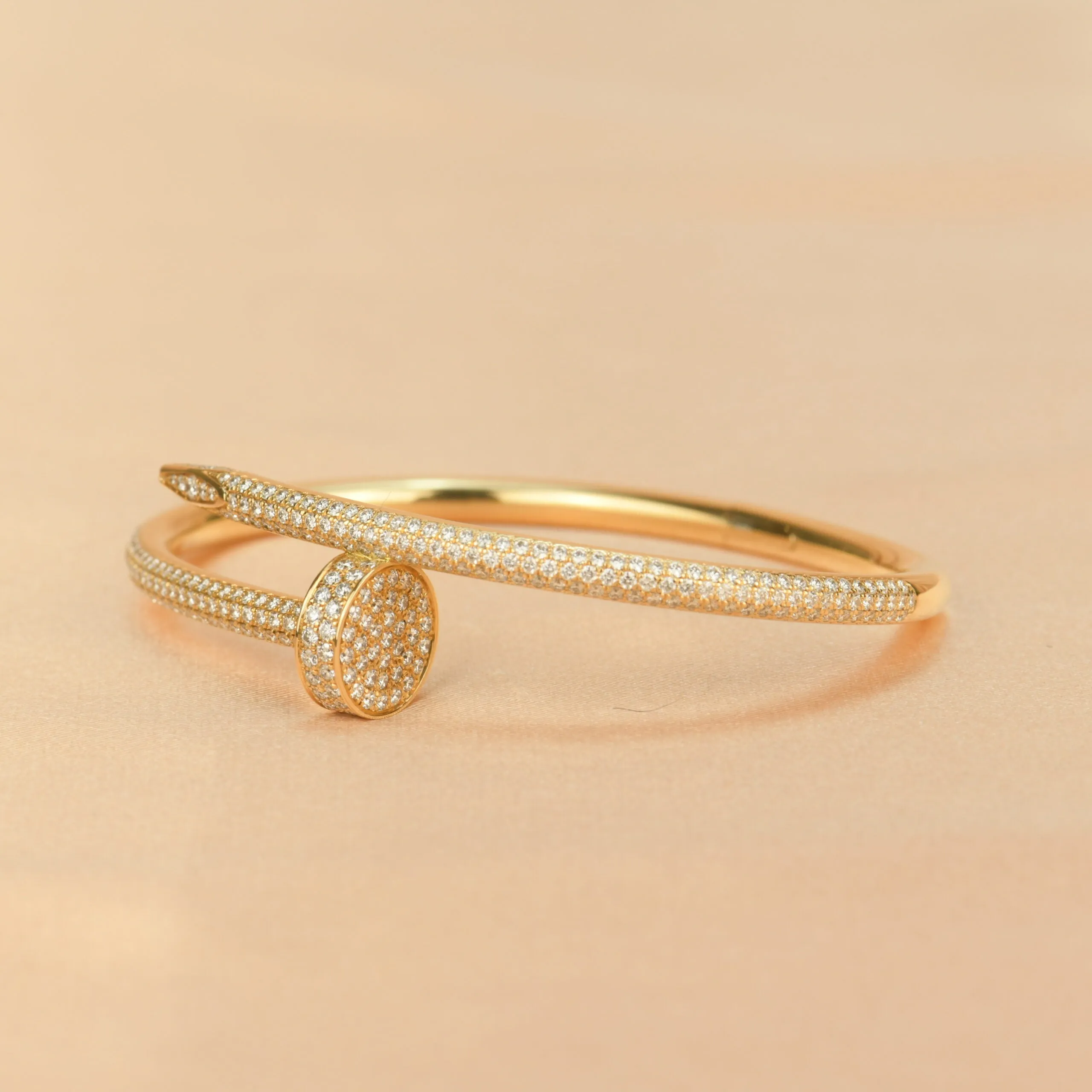 Cartier Juste Un Clou Pave Diamond 18k Yellow Gold Bracelet Size 16