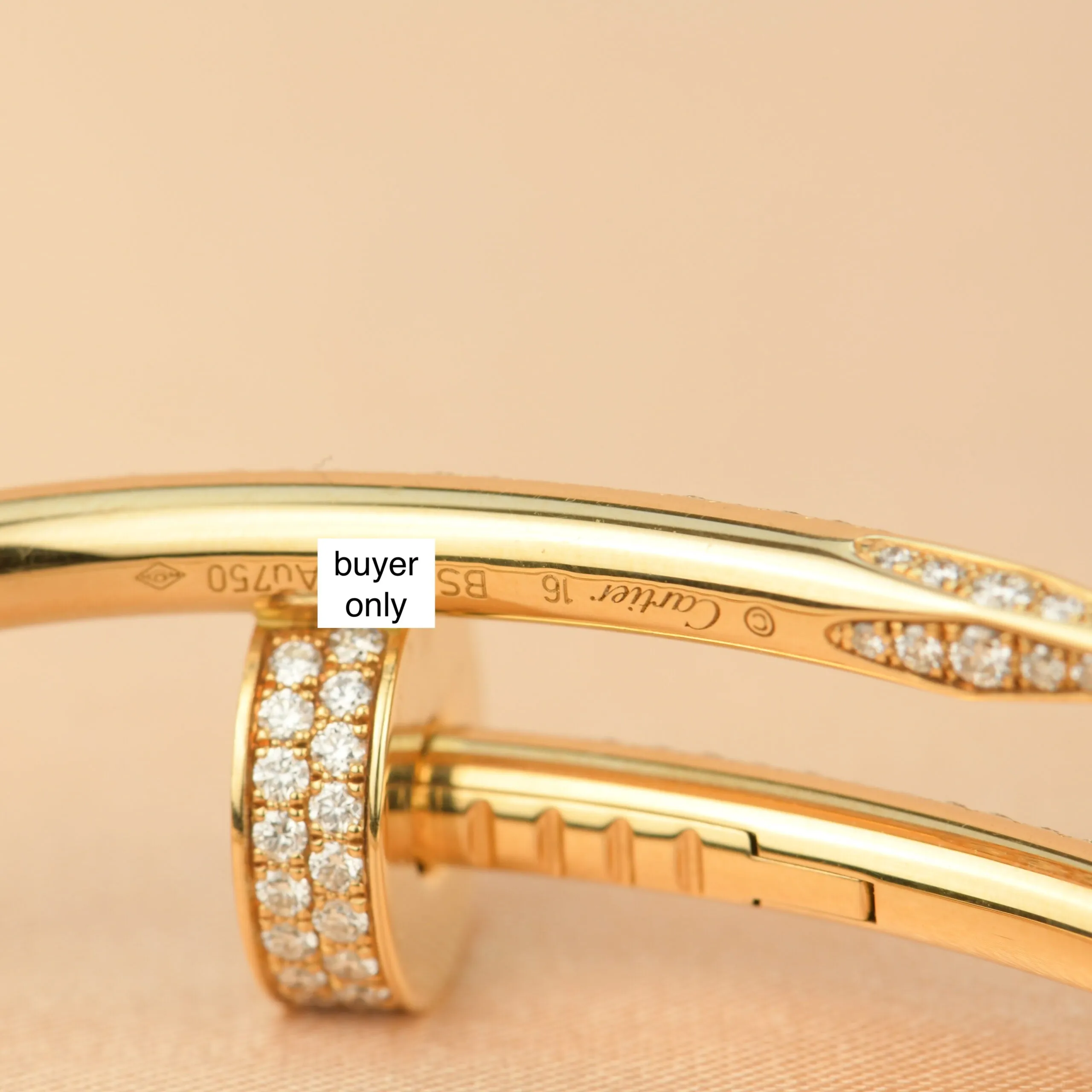 Cartier Juste Un Clou Pave Diamond 18k Yellow Gold Bracelet Size 16