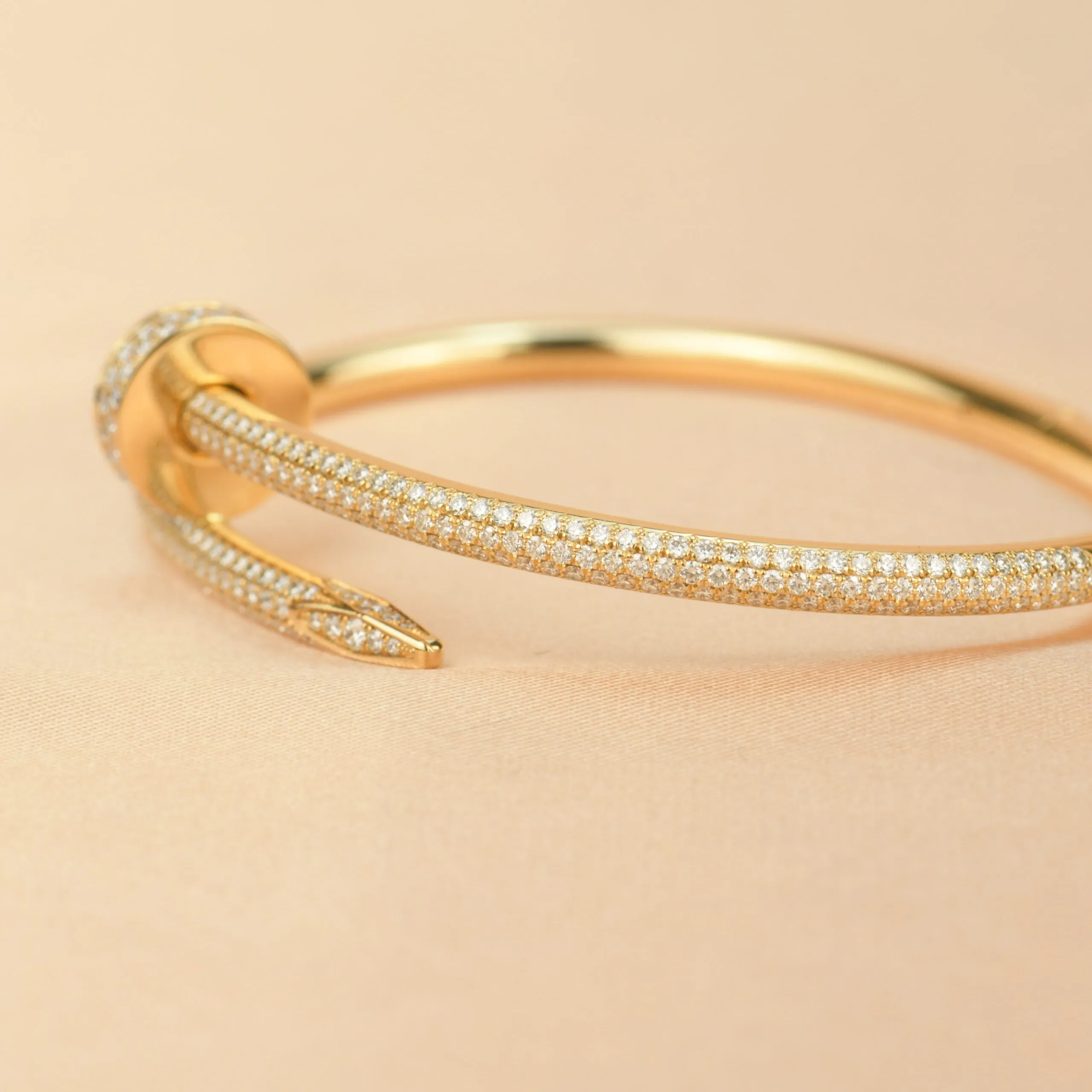 Cartier Juste Un Clou Pave Diamond 18k Yellow Gold Bracelet Size 16