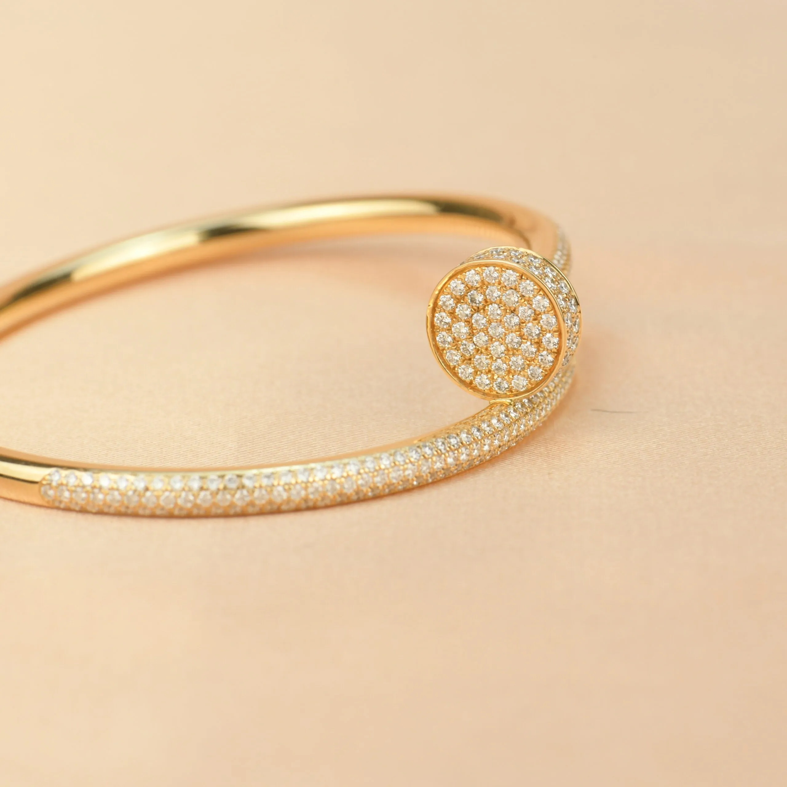 Cartier Juste Un Clou Pave Diamond 18k Yellow Gold Bracelet Size 16