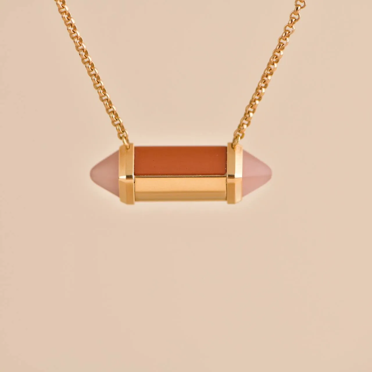 Cartier Les Berlingots Red Jasper and Pink Chalcedony 18k Rose Gold Pendant Necklace