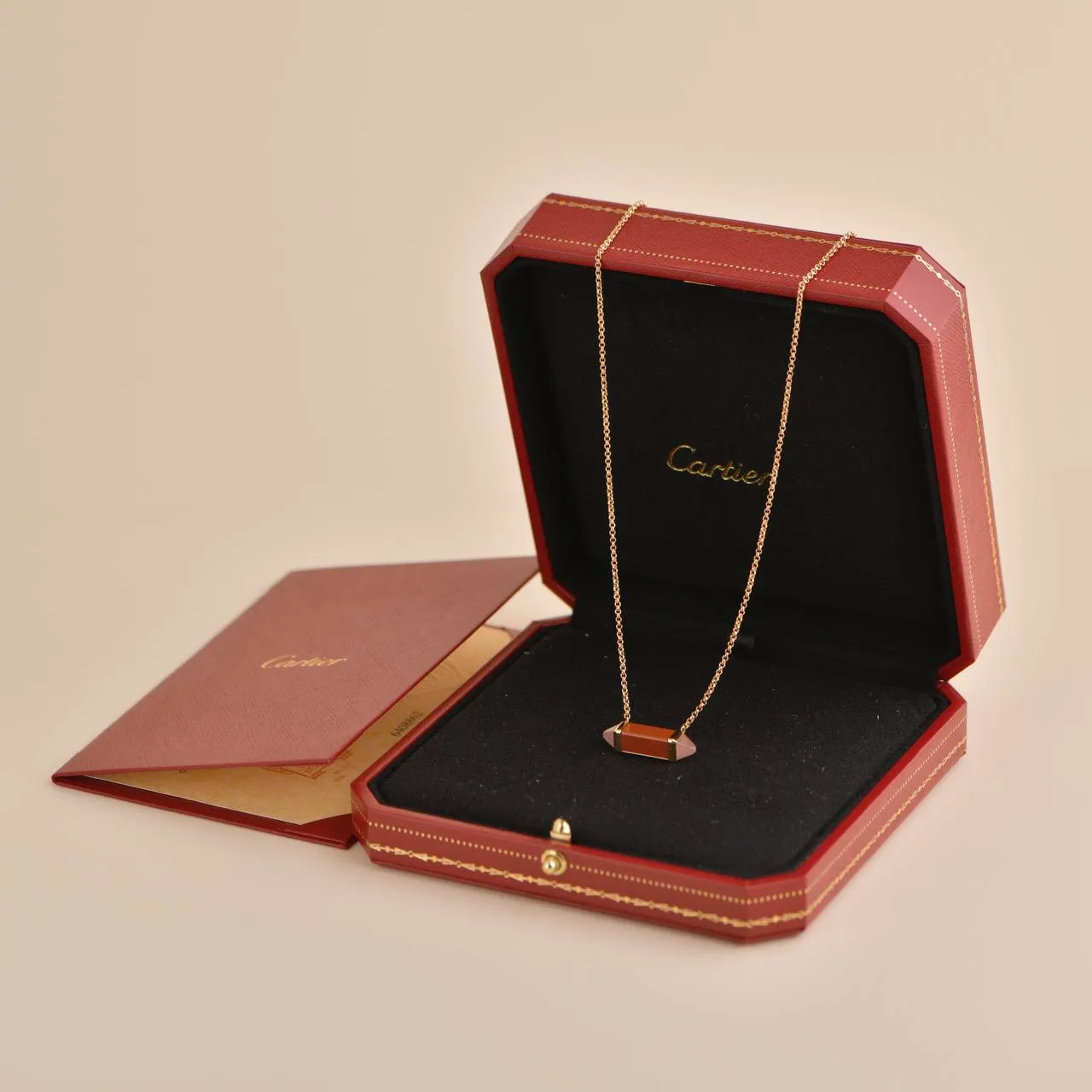 Cartier Les Berlingots Red Jasper and Pink Chalcedony 18k Rose Gold Pendant Necklace