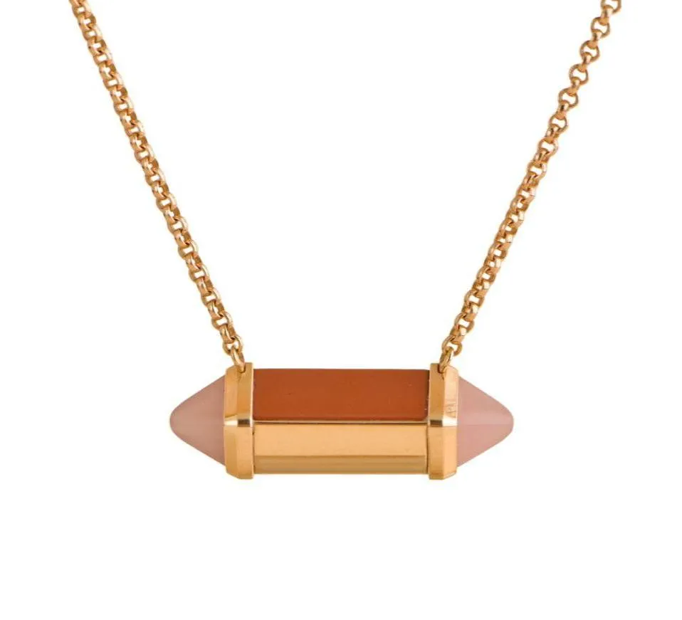 Cartier Les Berlingots Red Jasper and Pink Chalcedony 18k Rose Gold Pendant Necklace