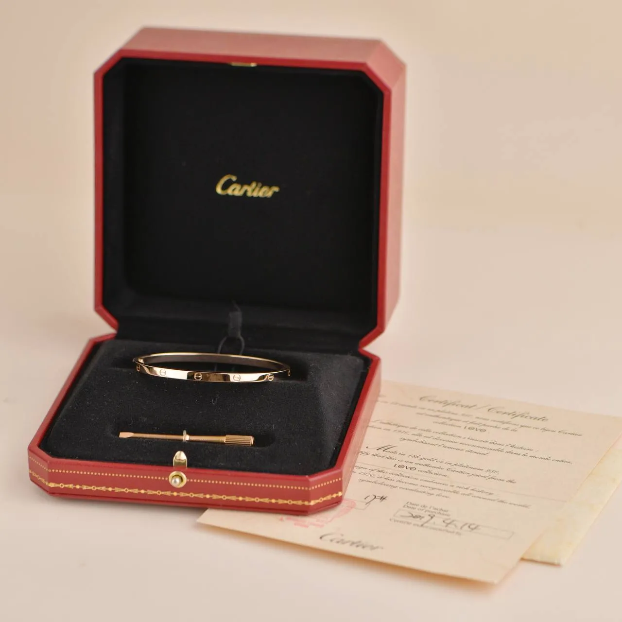 Cartier Love 18K Rose Gold Bracelet Small Model Size 17