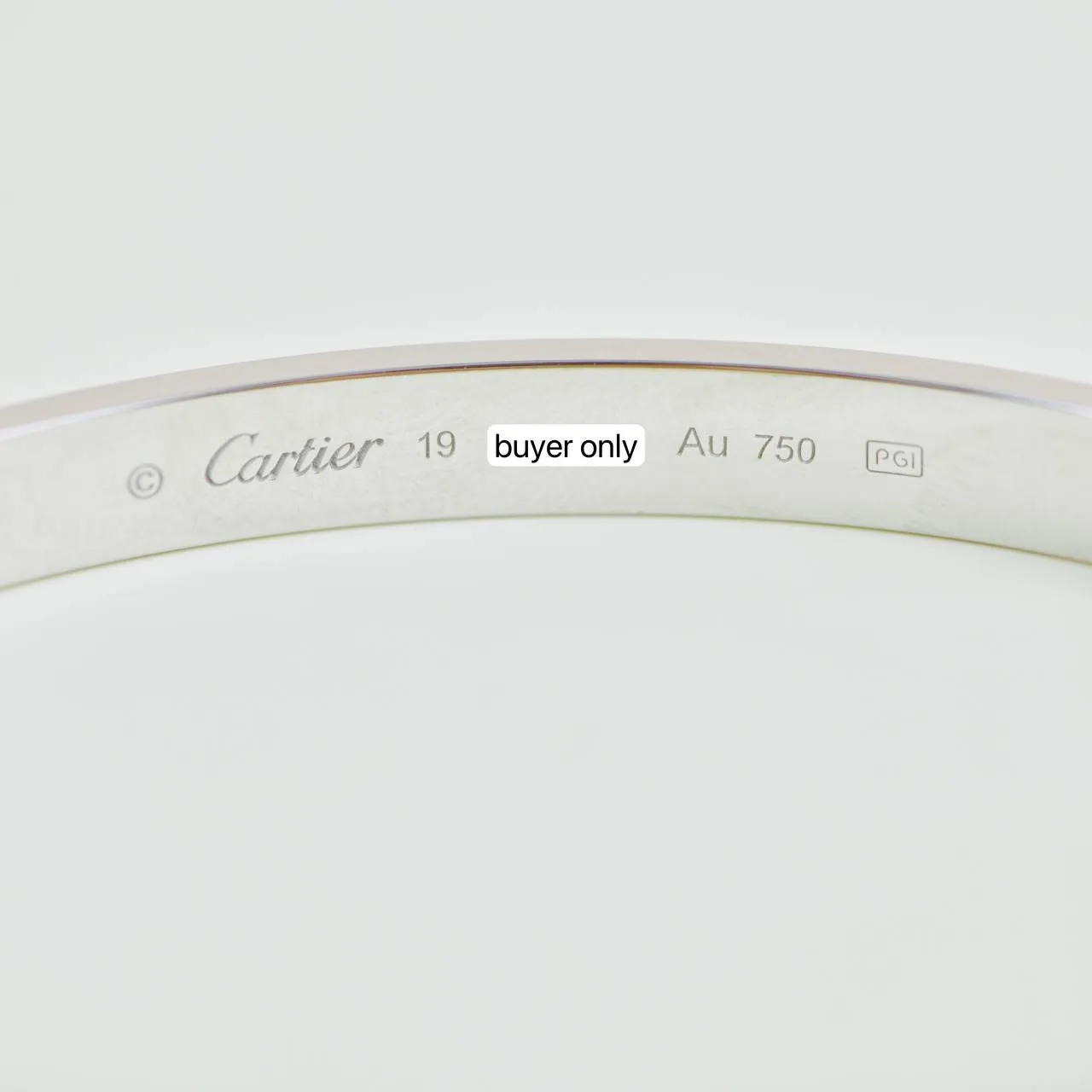 Cartier Love 18k White Gold Bracelet Size 19