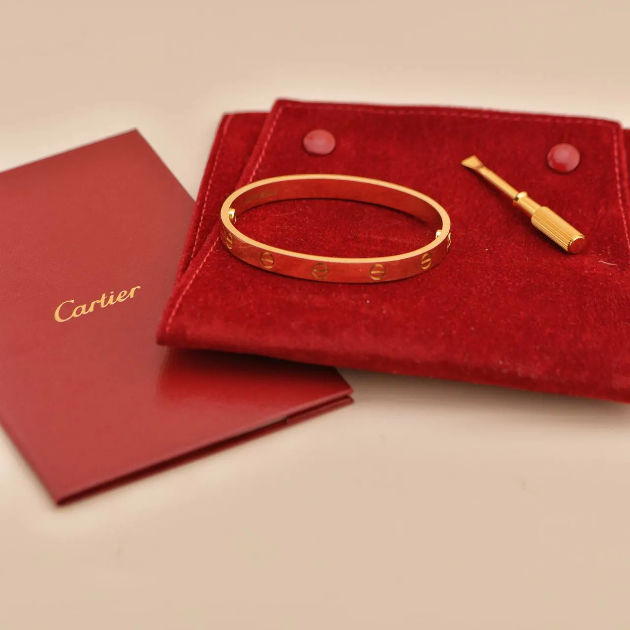 Cartier Love 18K Yellow Gold Bracelet Size 17
