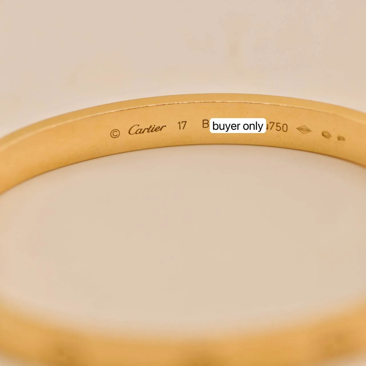 Cartier Love 18K Yellow Gold Bracelet Size 17