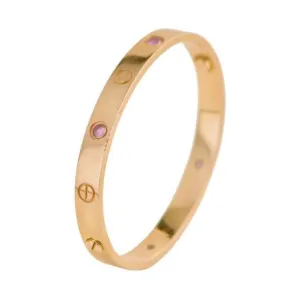 Cartier Love 4 Pink Sapphire 18k Rose Gold Bracelet Size 16