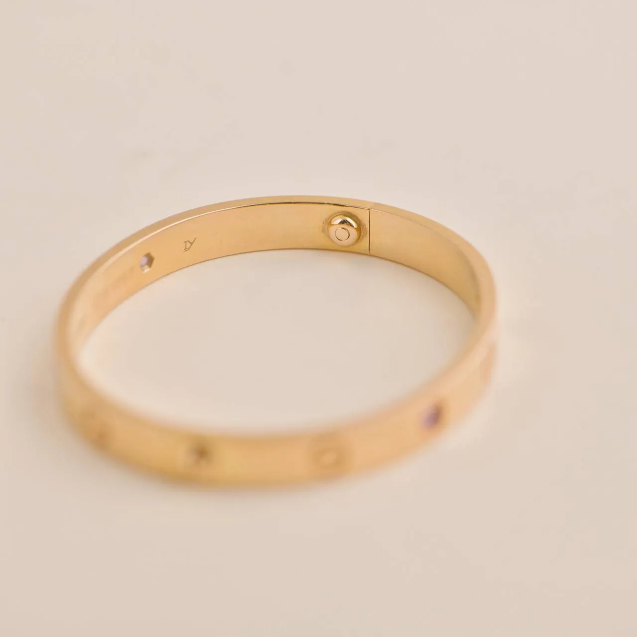 Cartier Love 4 Pink Sapphire 18k Rose Gold Bracelet Size 16