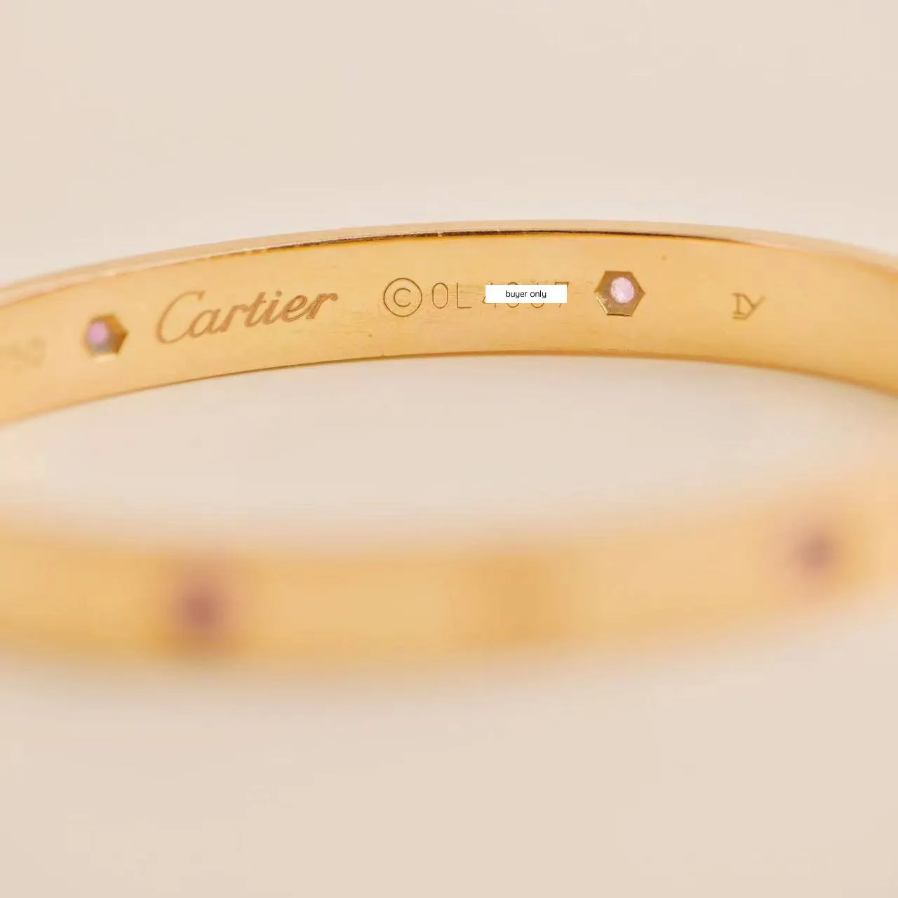 Cartier Love 4 Pink Sapphire 18k Rose Gold Bracelet Size 16