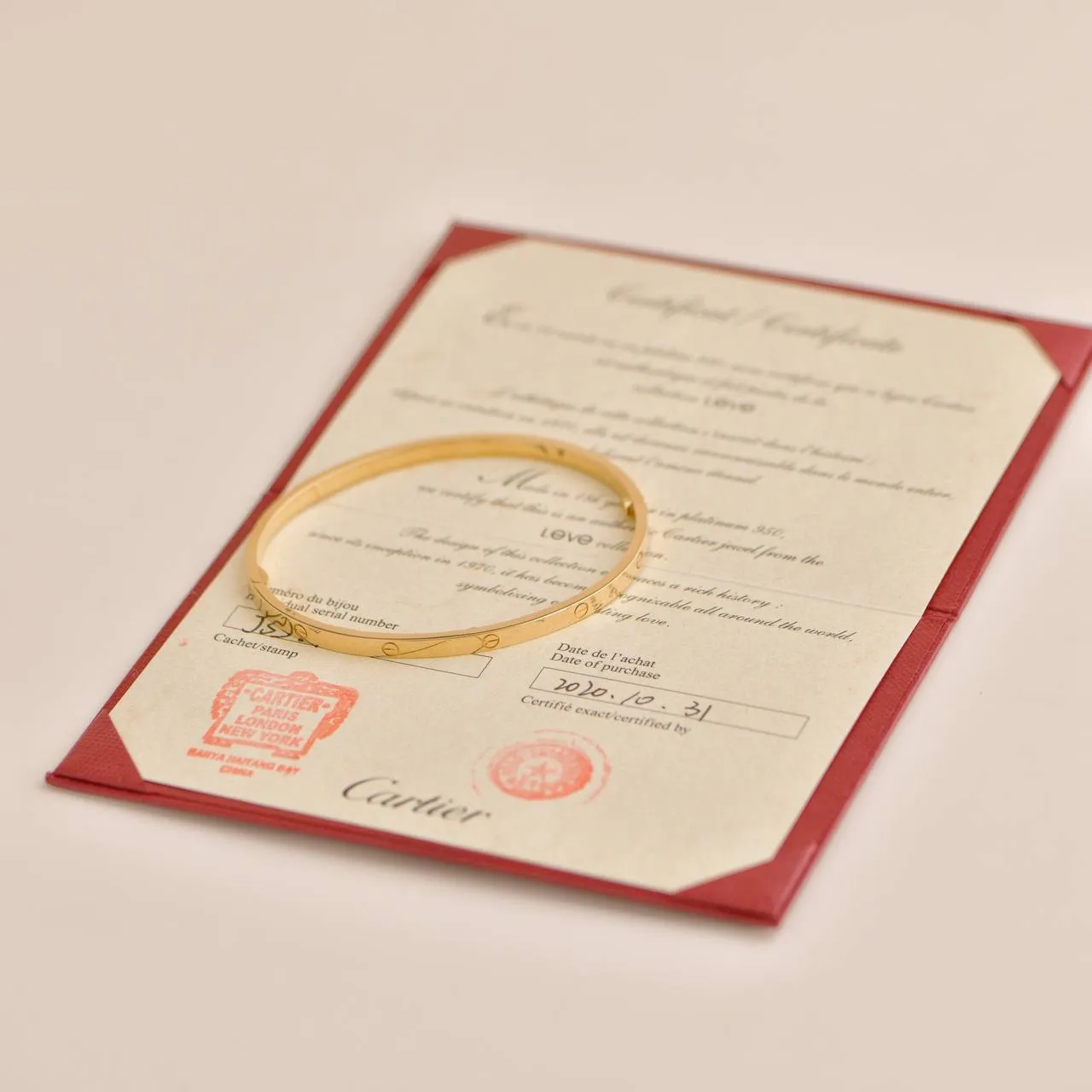 Cartier Love Bracelet Small Model 18K Yellow Gold Size 19