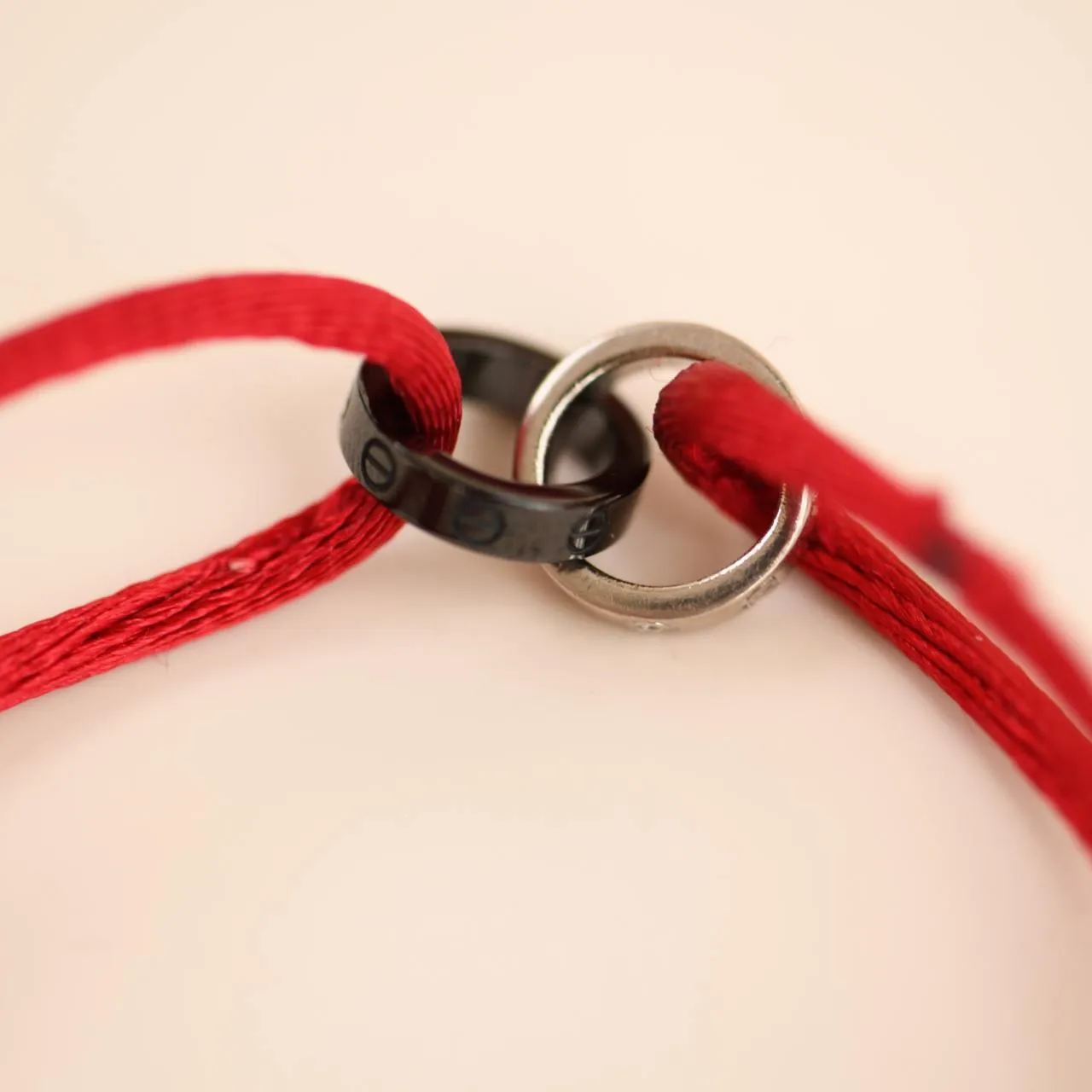 Cartier Love Diamond 18k White Gold S??vres Porcelain Red Cord Bracelet
