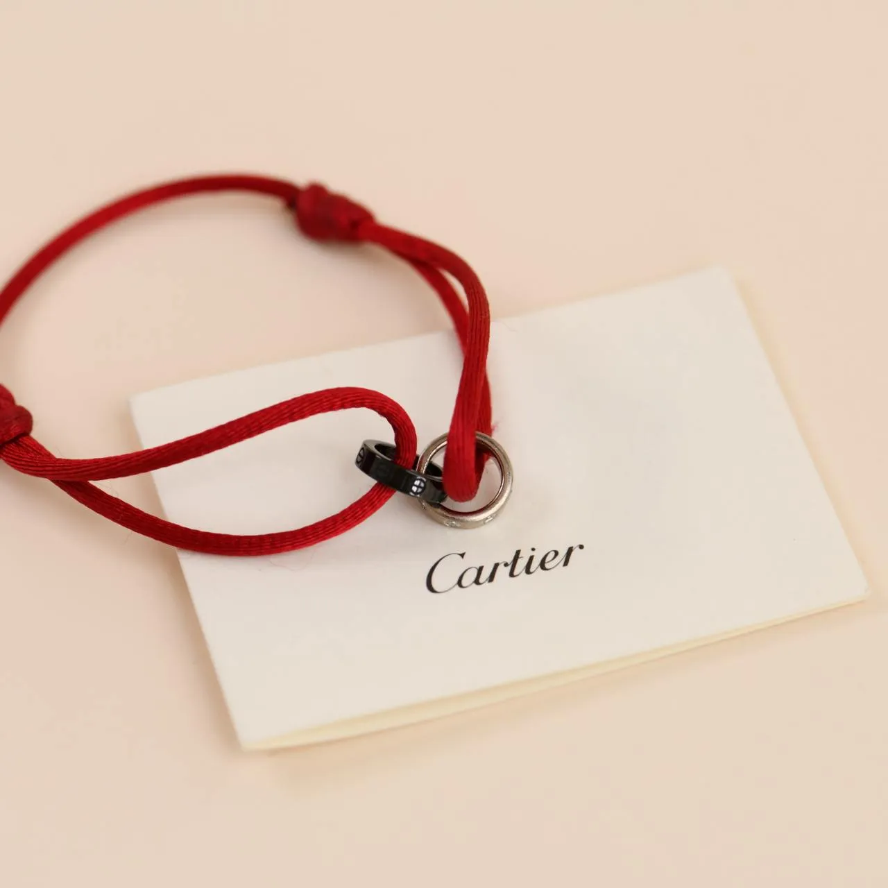 Cartier Love Diamond 18k White Gold S??vres Porcelain Red Cord Bracelet