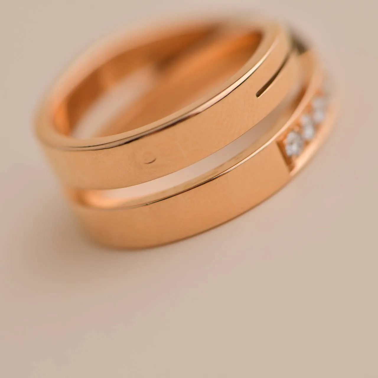 Cartier Nouvelle Vague Diamond Cross Over Rose Gold Ring Size 53