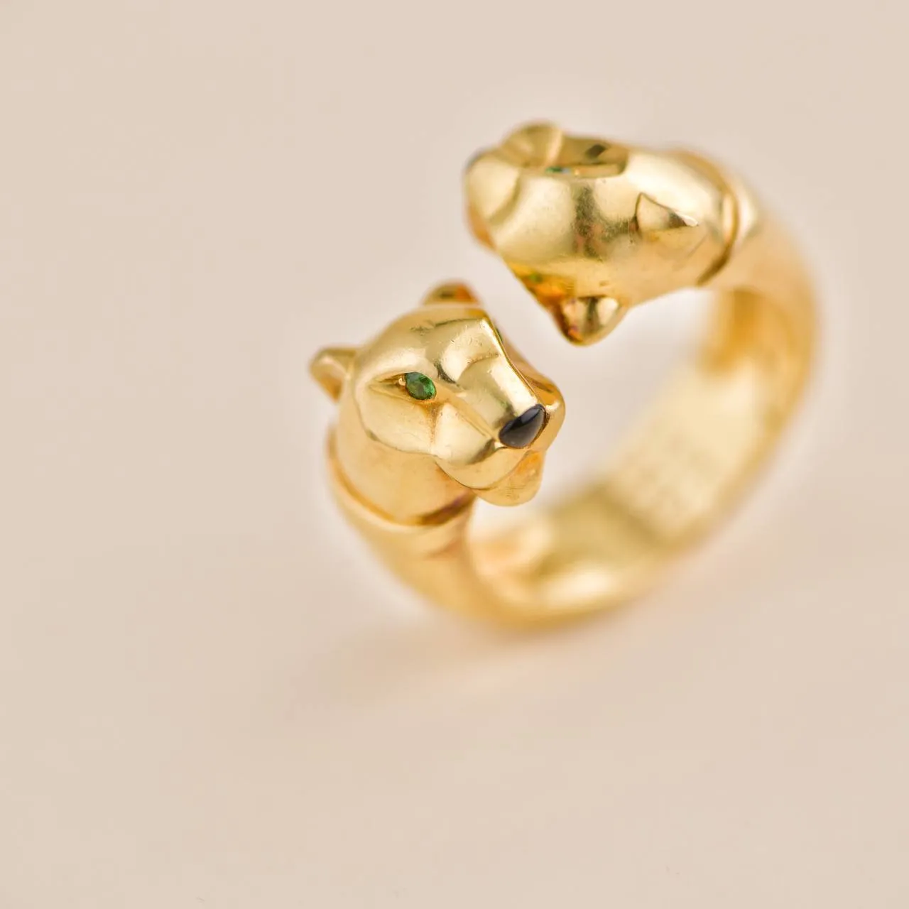 Cartier Panth??re Double Leopard Head Yellow Gold Ring Size 52