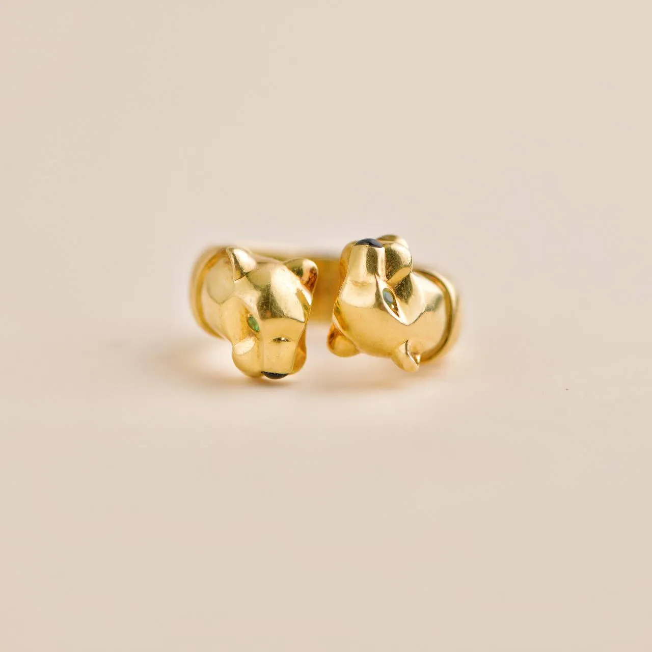 Cartier Panth??re Double Leopard Head Yellow Gold Ring Size 52