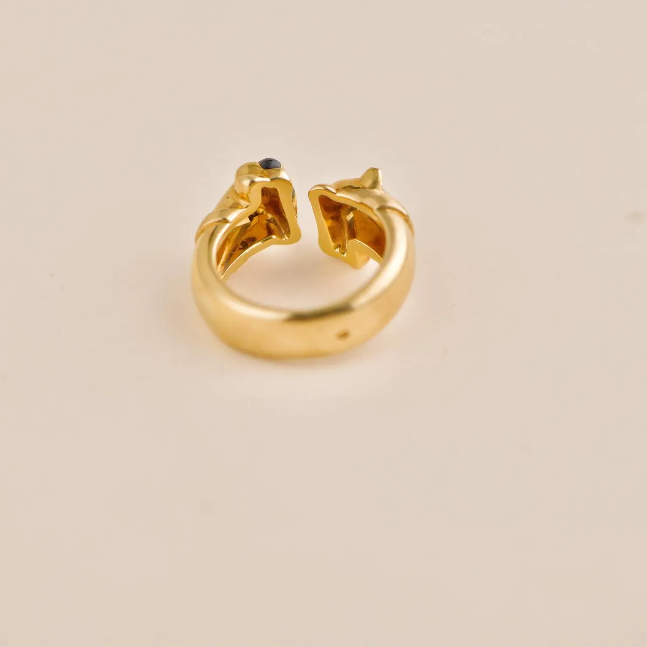 Cartier Panth??re Double Leopard Head Yellow Gold Ring Size 52