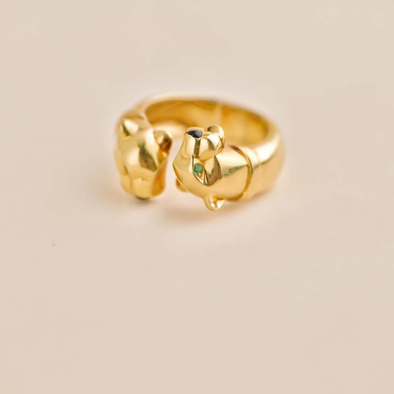 Cartier Panth??re Double Leopard Head Yellow Gold Ring Size 52