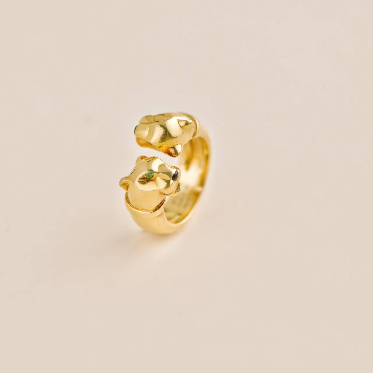 Cartier Panth??re Double Leopard Head Yellow Gold Ring Size 52